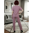 thumbnail image 3 of Conjunto 2 Piezas Casual Chic para Mujer Unitalla, Blusa de Manga Corta y Pantalón Cómodo, Estilo Elegante y Sofisticado para Mujer, 3 of 5