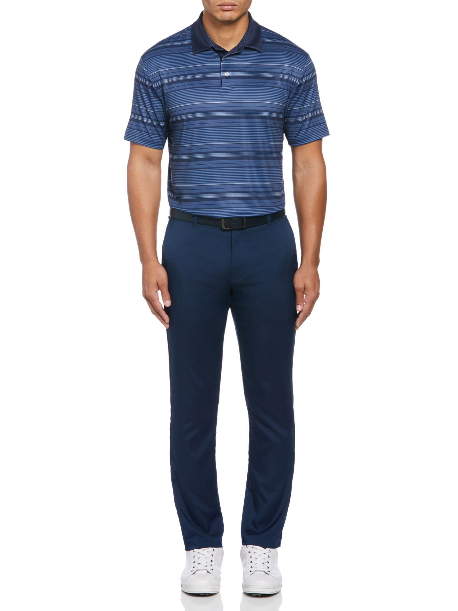 Ben Hogan Performance Men’s and Big Men’s Eco Tonal Stripe Short Sleeve Golf Polo Shirt, up to Size 5XL