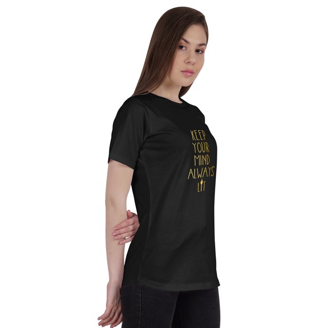 Inkmeso Haut Citation Femme Garde l'Esprit Toujours Allumé T-Shirt Imprimé Graphique