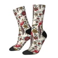 thumbnail image 2 of Uemuo Dark Enchanted Flowers And Birds Pattern Women's Crew Socks, Soft Durable Breathable Moisture-Wicking with Odor Control Cotton socks, 2 of 9