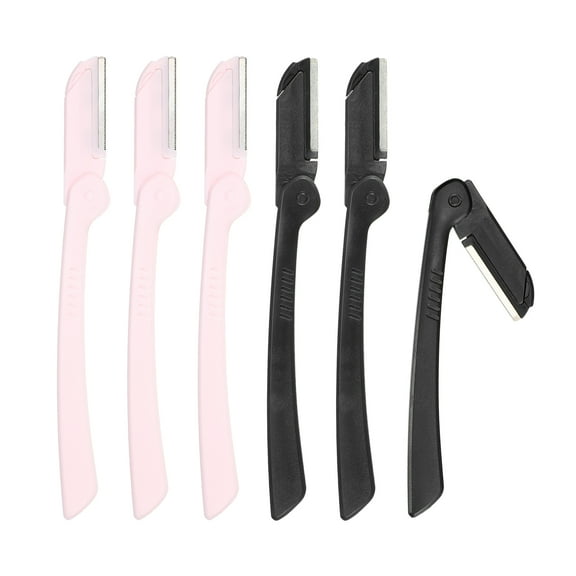 6pcs Eyebrow Razor for Women Foldable Facial Razor Stainless Steel Eyebrow Trimmer Skin Tool Black Pink