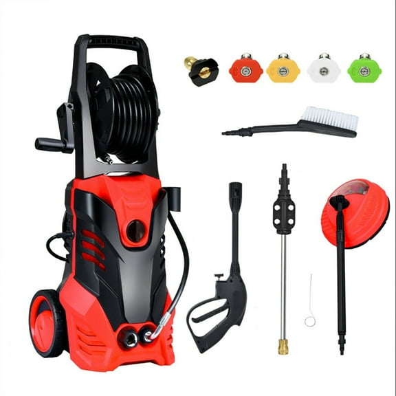 GVN 3000 PSI Electric High Pressure Washer With Patio Cleaner-Red