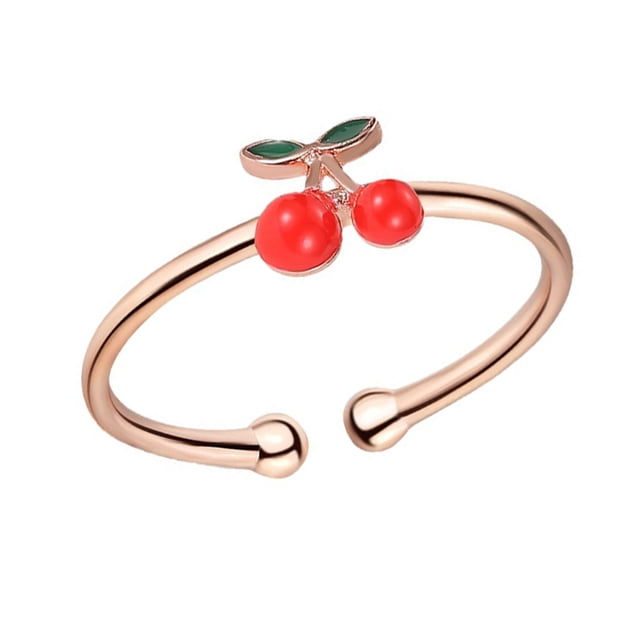 Qarigey Anillo abierto para mujer, circón de cereza dulce, amuleto clásico, aro ajustable, accesorio de moda, joyería, aniversario de citas Ropa, zapatos y accesorios Miscelánea