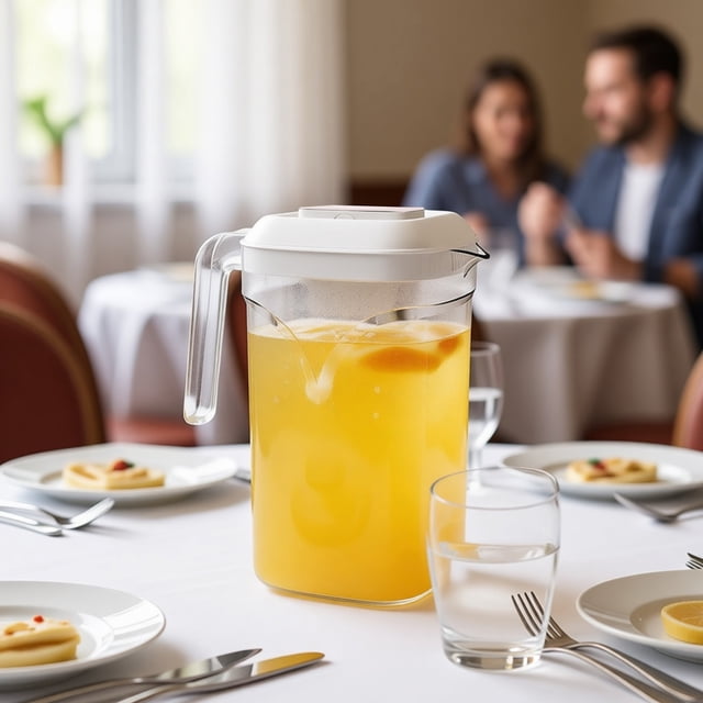pstuiky Transparent Cold Drink Jug 2200Ml Large Capacity Plastic Pitcher Black/White/Yellow 7.87X4.92X4.92In Dishwasher Safe for Iced Tea, Coffee, Juice, Lemonade