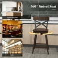 thumbnail image 6 of Gymax Set of 4 Wooden Swivel Bar Stools Counter Height Kitchen Chairs w/ Back Brown, 6 of 8