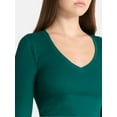 thumbnail image 4 of No Boundaries V-Neck Ribbed Top with Long Sleeves, Women’s, 4 of 5