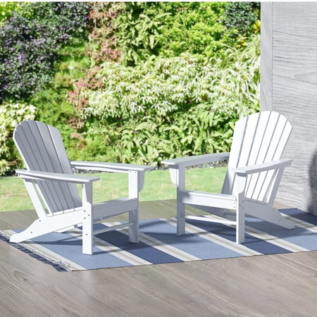 Polytrends Altura Outdoor Eco-Friendly All Weather Poly Patio Adirondack Chair (Set of 2) White