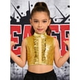 thumbnail image 5 of TiaoBug Shiny Sequin Crop Tops for Girls Hip-hop Dance Vest 70s Disco Party Stage Performance Outfit Gold 8, 5 of 7