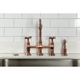 thumbnail image 3 of Kingston Brass KS127BEXBSAC Essex Bridge Kitchen Faucet with Brass Side Sprayer, Antique Copper, 3 of 6