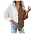 thumbnail image 1 of Pompotops Women's Pockets Buttons Long Sleeve Tops Outwear Pachwork Turn-down Collar Jacket Coat, 1 of 1