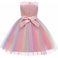 thumbnail image 2 of MAVLLY Flower Girls Sequin Party Dress Rainbow Mesh Tulle Princess Lace Ball Gown Prom, 2 of 16