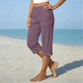 thumbnail image 7 of SAHFX Petite Capris for Women Petite Length Cotton Linen Pants with Pockets Split Button Quick Dry Wide Leg Pants Pull on Straight Leg Gym Workout Yoga Shorts Dress Pants 2026 Business Purple M, 7 of 7