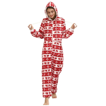 

Tangnade Jumpsuit For Women Plus Size Womens Fleece Pajamas Sleepwear Christmas Pajamas Hooded Rompers Clubwear Nightwear Plush Onesie Stylish Clothing