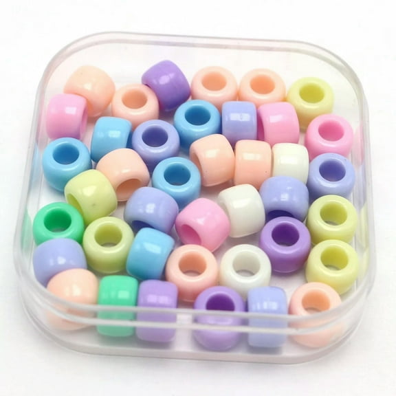 U8MO 200 Mixed Pastel Color Acrylic Barrel Pony Beads 8X6mm for Kids Craft Kandi
