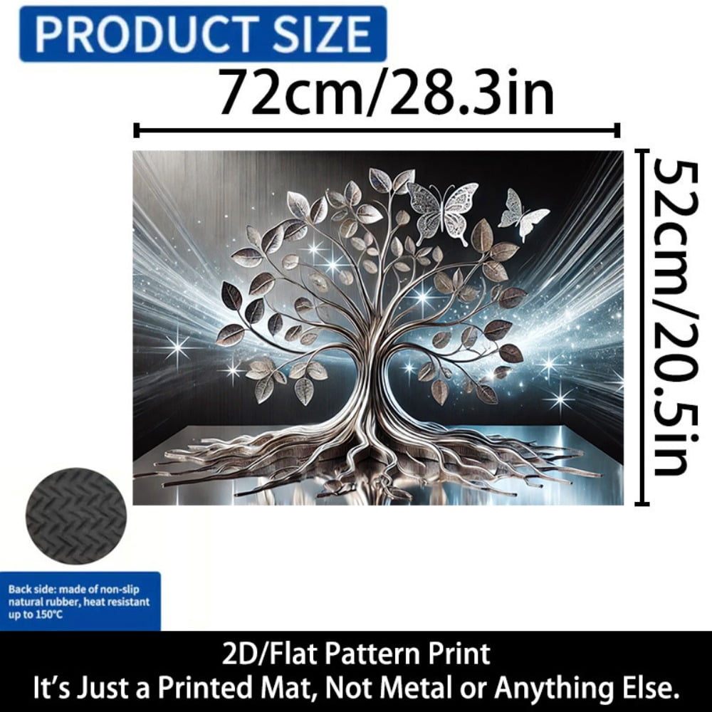 1 2D/flat stove cover protection pad, butterfly starlight decorative tree pattern design, 28.3x20.5 inches (72×52cm), easy to clean, perfectly suitable for any kitchen, washing machine, dryer, stove