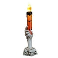 thumbnail image 1 of Candelabro de calavera de Halloween, luz de esqueleto, mano fantasma, lámpara de vela sin llama, lámpara de decoración de barra de fiesta, color naranja, 1 of 13