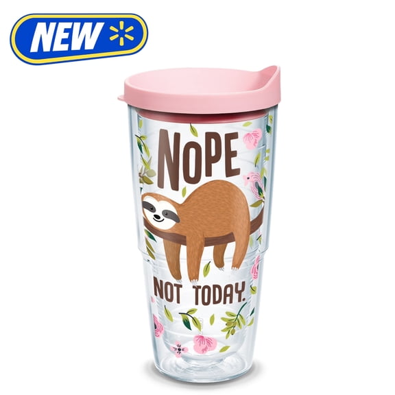 Tervis Sloth Nope Not Today Made in Double Walled Insulated Tumbler Travel Cup Keeps Drinks Cold & Hot, 24oz, Classic