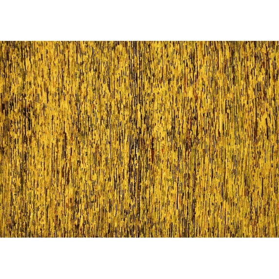 Ahgly Company Machine Washable Indoor Rectangle Abstract Yellow Modern Area Rugs, 4' x 6'