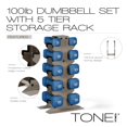 thumbnail image 3 of Set de mancuernas Tone Fitness de 45 kg con recubrimiento de neopreno y rack, 3 of 8