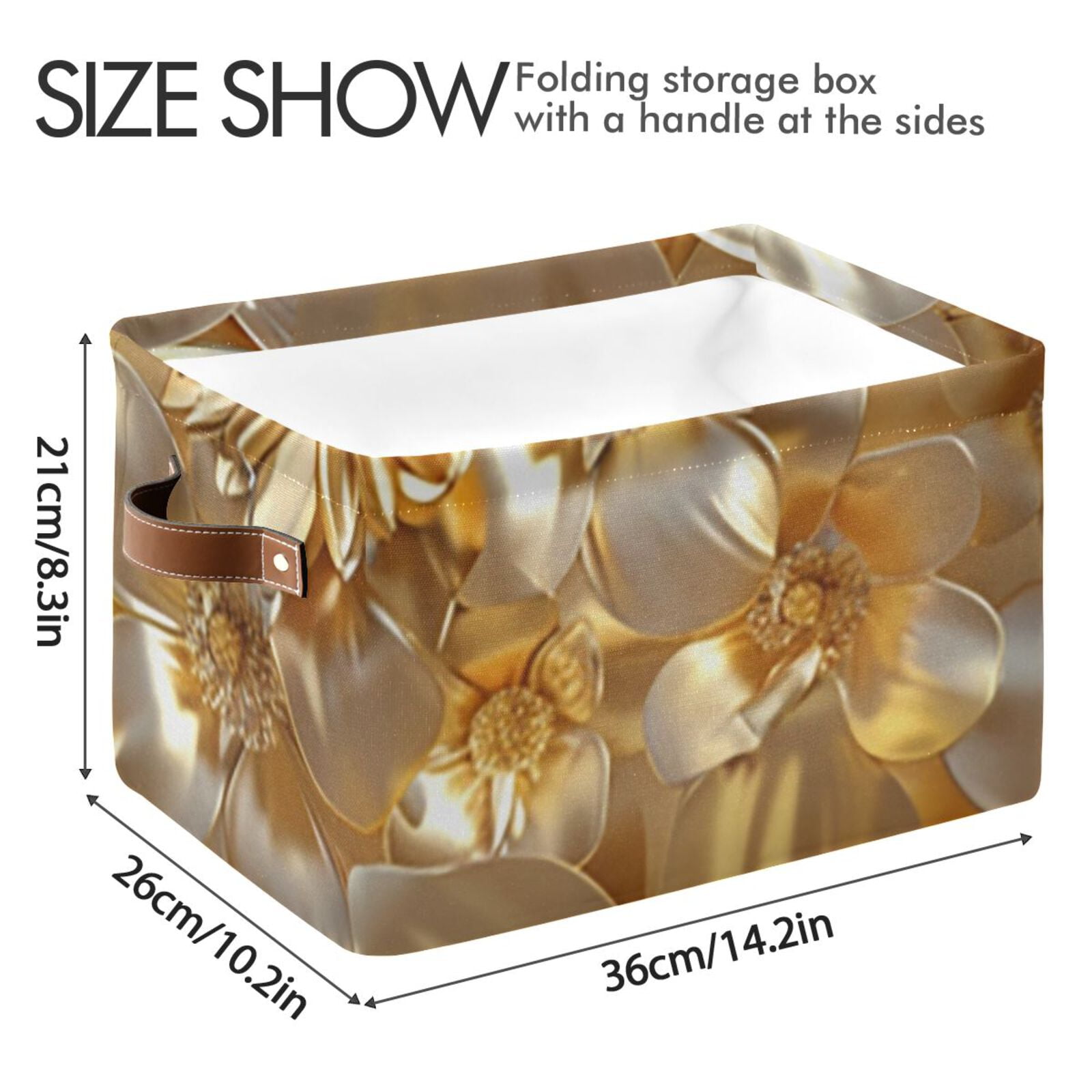 3d Gold Flowers Storage Bins Baskets With Handles Storage Box Clothes Organizer Organization Toys