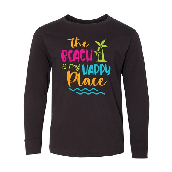 Inktastic Spring Break the Beach is My Happy Place Long Sleeve Youth T-Shirt