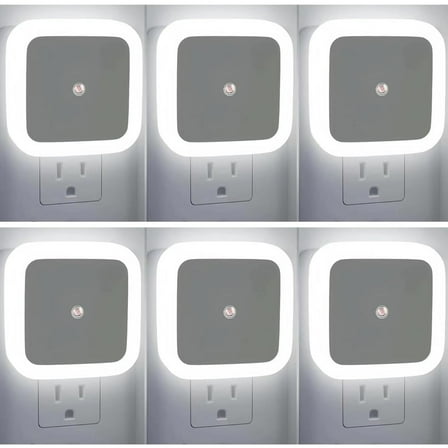LED Night Light Lamp with Smart Sensor Dusk to Dawn Sensor, Daylight White, 0.5W Plug-in, 6-Pack