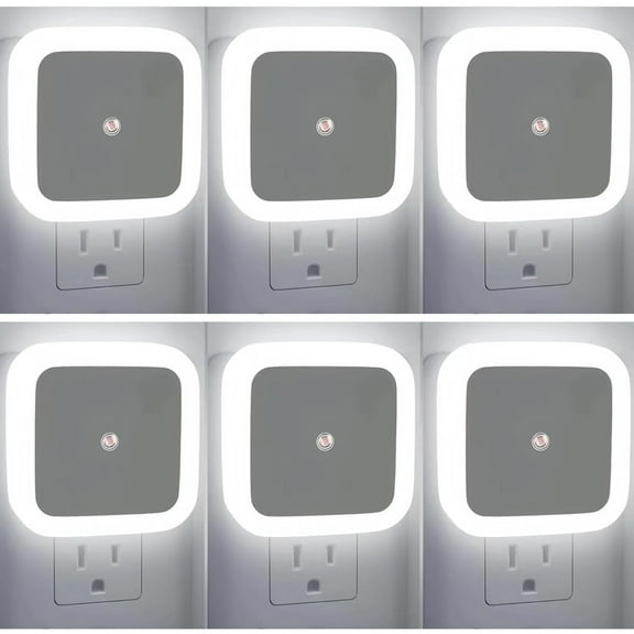 LED Night Light Lamp with Smart Sensor Dusk to Dawn Sensor, Daylight White, 0.5W Plug-in, 6-Pack