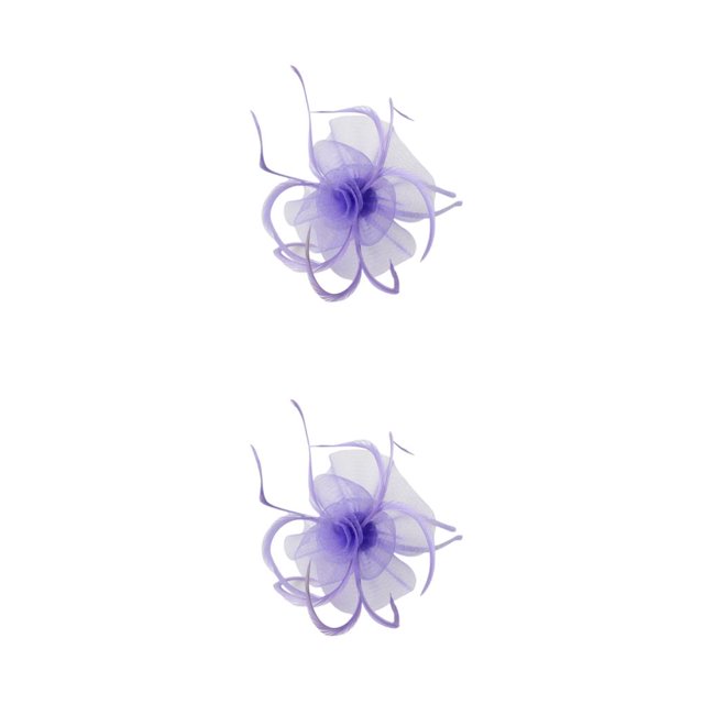 pitrice 1/2/3/5 Maille Fascinator Femmes Coiffure Prom Maquillage Nuptiale Scène Réglable Performance Photo Coiffe Fille Bande de Cheveux Violet Clair 2PCS