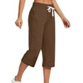thumbnail image 1 of Innerwin Women's High Waist Straight Leg Capri Pants, Brown, Size 3XL, 1 of 2
