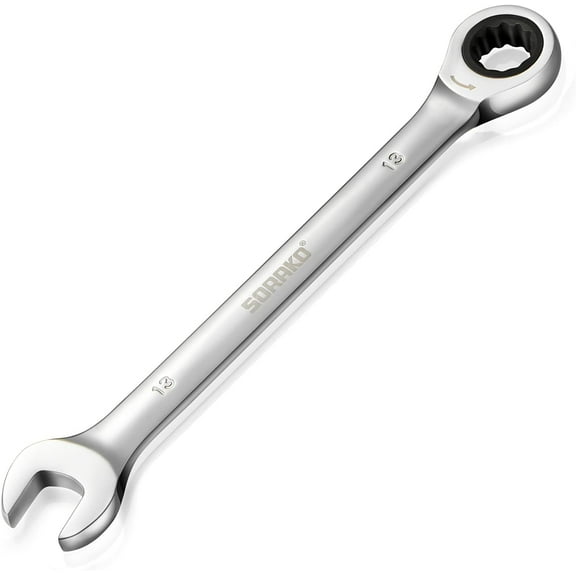 SORAKO 13mm Ratcheting Combination Wrench, Chrome Vanadium Steel Gear Wrench, Industrial Grade Cr-V Steel Gear Spanner, Household Garage Tools(13mm/Metric)