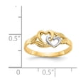 thumbnail image 3 of 14K Two-Tone Gold Ring Band Themed & White Rhodium Polished 2 Hearts, Size 8, 3 of 5