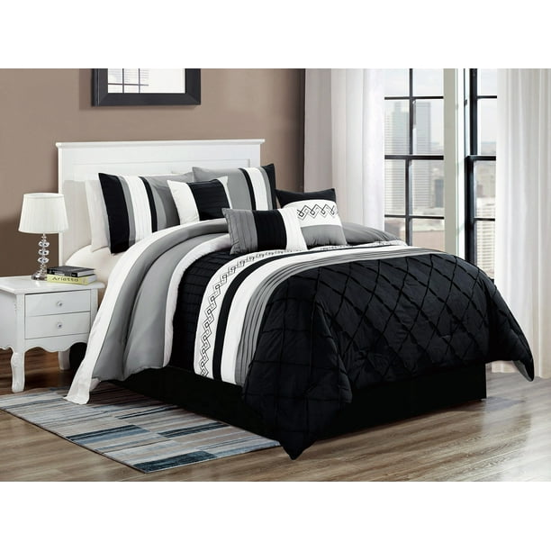 7-Pc Riya Diamond Meander Greek Key Pleated Stripe ...