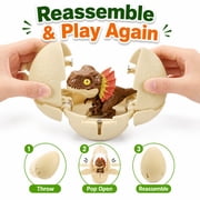 Funtogether Toys Dinosaur Eggs Toys for Kids Ages 3-6, Blind Box Style Pop Open Surprise Figures, 3 pack
