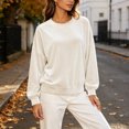 thumbnail image 5 of Enjoytime Crewneck Sweatshirts Women Long Sleeve Velvet Pullover Tops Solid Trendy Casual Soft Oversized Sweatshirt, 5 of 8