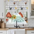 thumbnail image 6 of Spring Mushrooms Swag Valances for Windows, Kitchen Window Curtains Over Sink, Farmhouse Pastoral Botanical Gray Plaid Window Treatment Curtains for Living Room/Bedroom Curtains 2 Panel Sets 36"x45", 6 of 8
