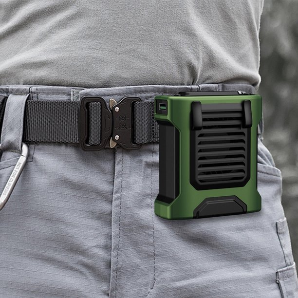 Ventilador con clip para cintura, ventilador de cuello colgante recargable de 5000mAh, ventilador de cintura portátil con 4 velocidades