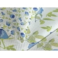thumbnail image 4 of Ambesonne Green Flower Quilted Bedspread Set 3 Pcs, Ornate Rose Buds, King Size, Blue Pale Green White, 4 of 5