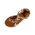 thumbnail image 2 of Caywon Womens Round Toe Butterfly Rhinestone Elastic Back Flat Sandals, Casual Summer Open Toe Footwear, Comfortable Slip On Beach Shoes, Sandalias Con Mariposas Y Piedras Para Mujer, 2 of 9