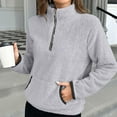 thumbnail image 4 of UAMVSH Fleece Sweatshirts for Women Quarter Zip Long Sleeve Pullover Shirts Soft Winter Sherpa Stand Collar Thermal Tops with Pocket, 4 of 6