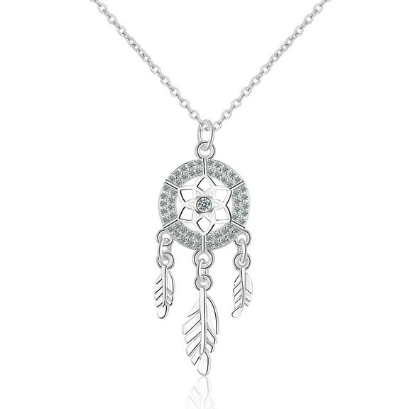 925 Sterling Silver Feather Charm Necklace Pendant Dream Catcher Statement Choker Decoration Jewelry Luxury With You Accessories Trendy Best For Gift For Women And Men