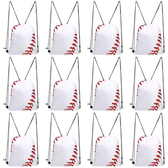 12pcs Drawstring Backpack Baseball Theme Sports Bag Gym Bags String Bags Drawstring Athletic Backpacks Outdoor Backpacks