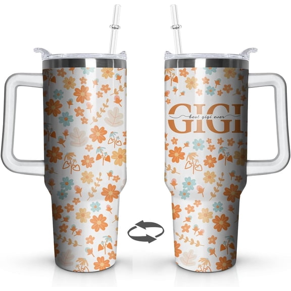 Gigi Tumbler 40 Oz, Birthday Gift Christmas Mothers Day Gifts for Gigi, Gigi Cup Coffee Mug Stainless Steel 40 Oz Tumbler with Handle and Straw