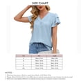 thumbnail image 4 of Blusa plisada de manga corta con volantes y cuello en V para mujer, camisa de manga corta a la moda suave y agradable para la piel, 4 of 6