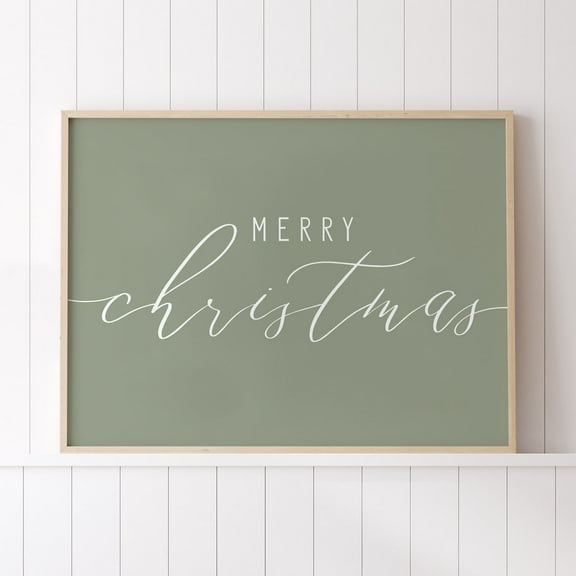 Zuno Merry Christmas Print, Christmas Decor, Christmas Printable Wall Art, Christmas Sign, Sage Green Holiday Poster, Above Mantel Decor- Wall Art Print, 8x12 UNFRAMED