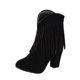 thumbnail image 1 of NECHOLOGY Botas Mujer Adulto Femenino Zapatos Botines para mujer Botas gruesas Heel Frosted Femenino Fashion Solid Color Fringe Tobille Boots High Women's Boots (Black, 9.5-10), 1 of 7