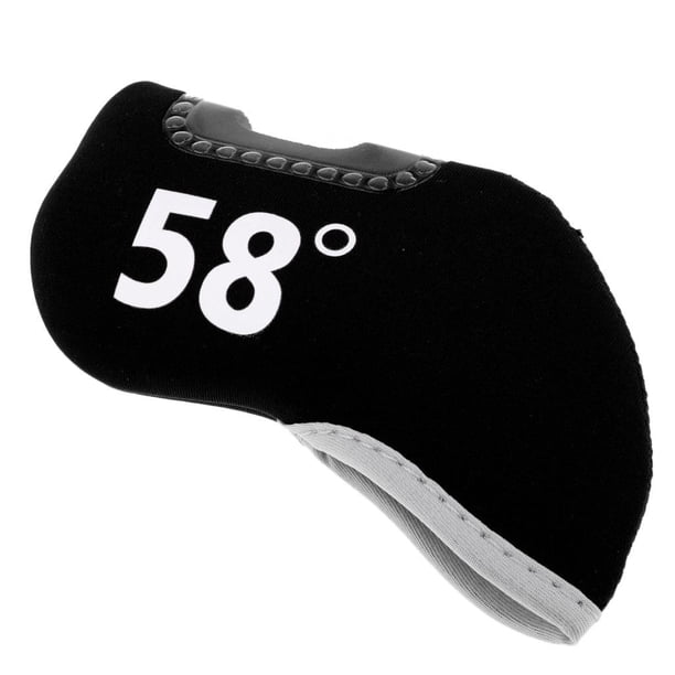 Fundas para cabezas de palo de golf Fundas para cabezas de cuña con ventana transparente para diestros 58 grados negro