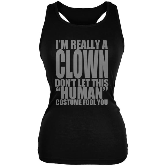 Halloween Human Clown Costume Juniors Soft Tank Top Black SM