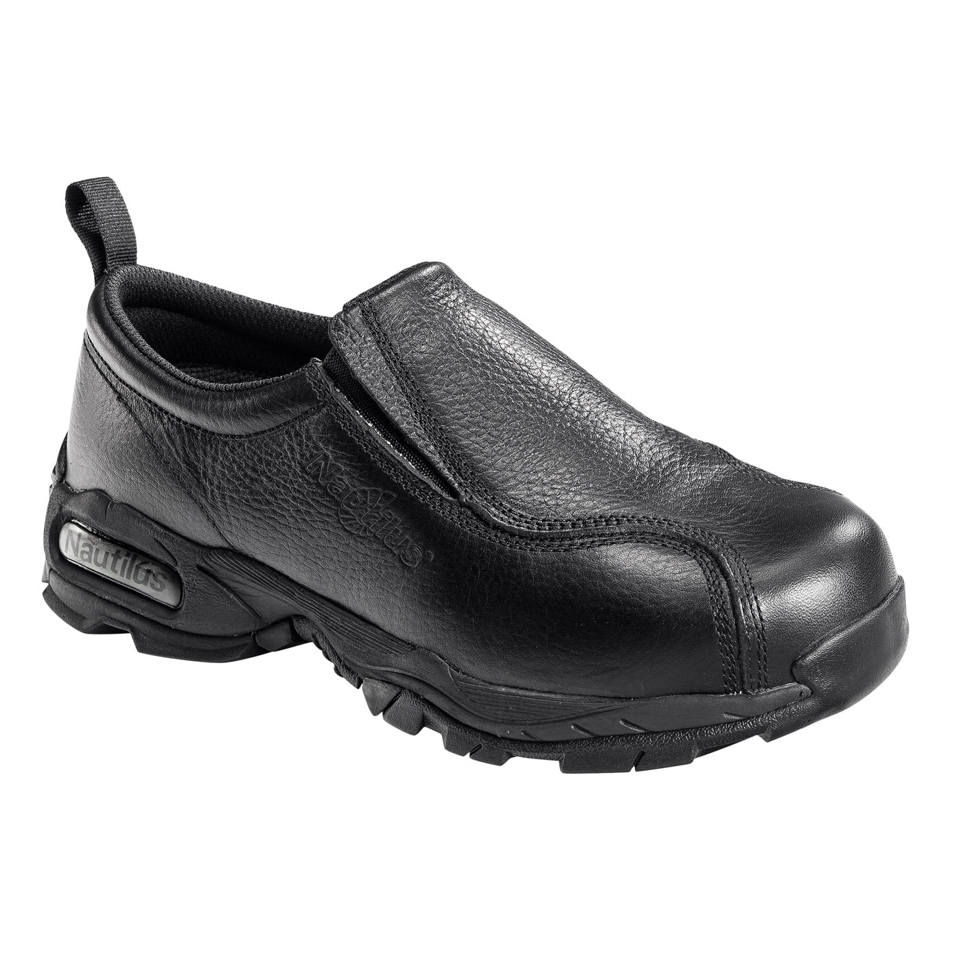 Women's Black Leather Slip On Steel Toe Shoe - Walmart.com - Walmart.com