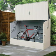 Angle View: Trimetals  Cream Outdoor Heavy Duty Steel Bicycle Storage Locker