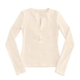 thumbnail image 4 of Vinsonshop Womens Henley Shirts Long Sleeve Button Down V Neck Ribbed Slim Fit Casual Basic Tee Fall Clothes Beige L, 4 of 4